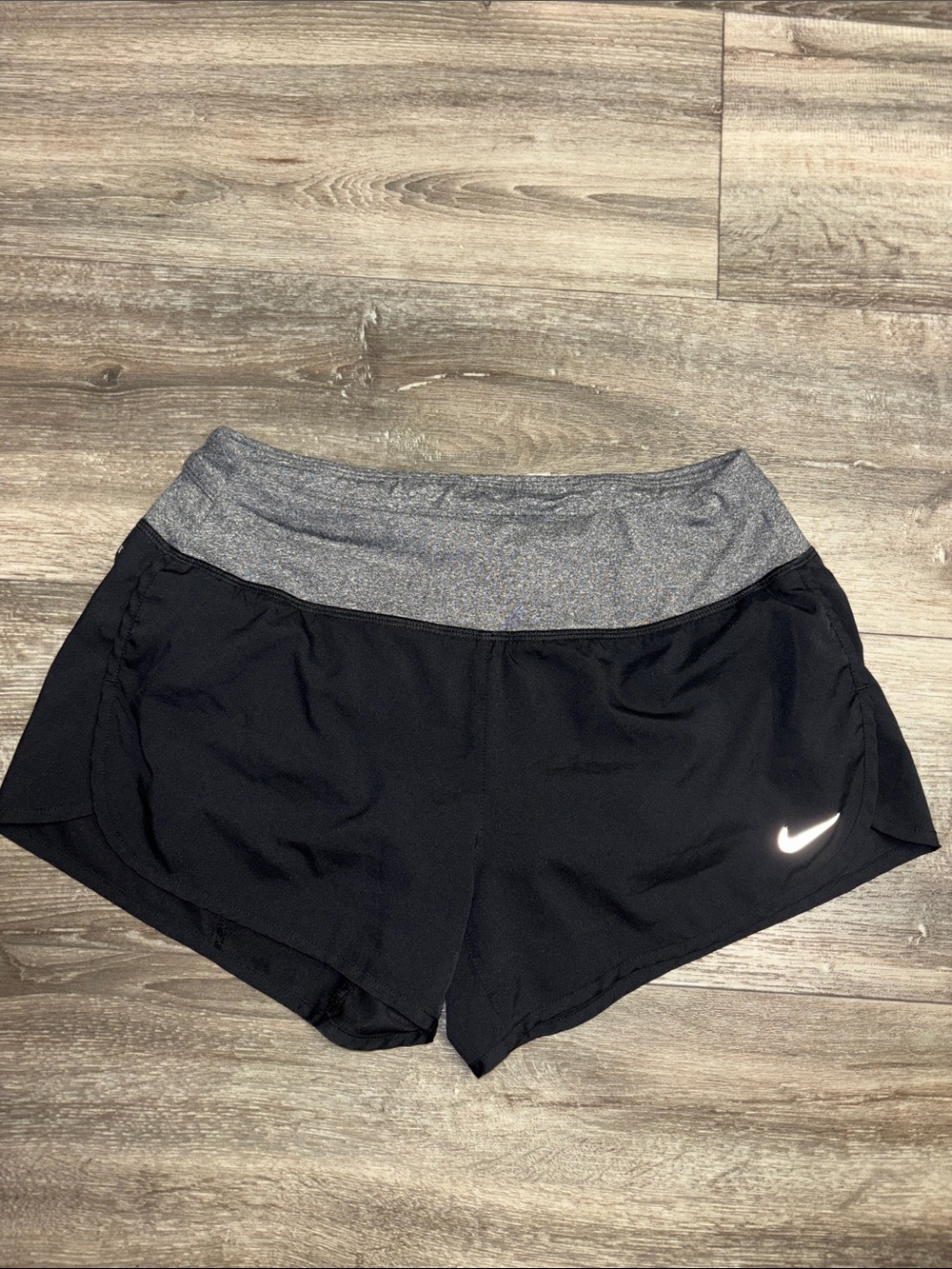 Nike Dri-fit Women’s Black Running Shorts with Gray Waistband